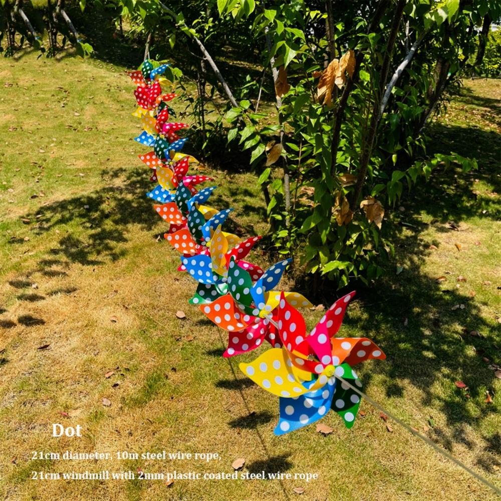 10pcs Handmade Striped Circular Wire Rope Windmill Colorful Suspension Windmill Yard and Garden