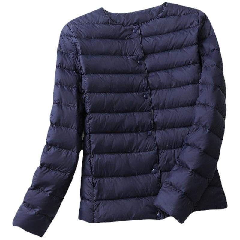 

Пуховик женский легкий и тонкий короткий круглый вырез с длинными рукавами корейской версии большого размера тонкий V-образный вырез куртка 3XL