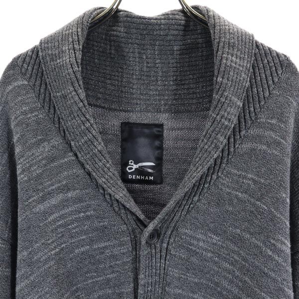 DENHAM wool blend Long sleeve Cotton knit shawl collar cardigan L Gray Men's Used