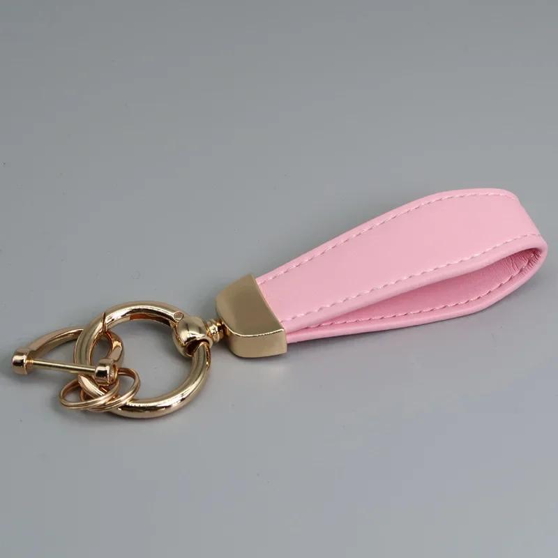 Custom LOGO Vintage PU Leather Keychain Laser Engrave Metal Car Keyring Personalize Texts Key Chains for Men and Women Gift