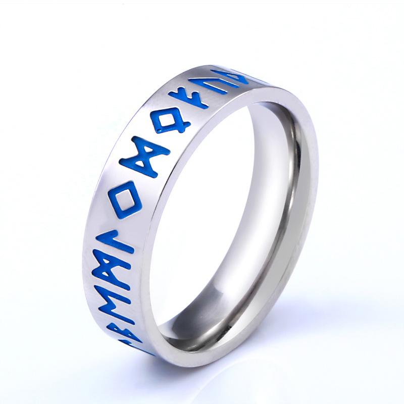 Steel Warrior Japanese Korean Fashion Simple Viking Amulet Ring Men Titanium Steel Band