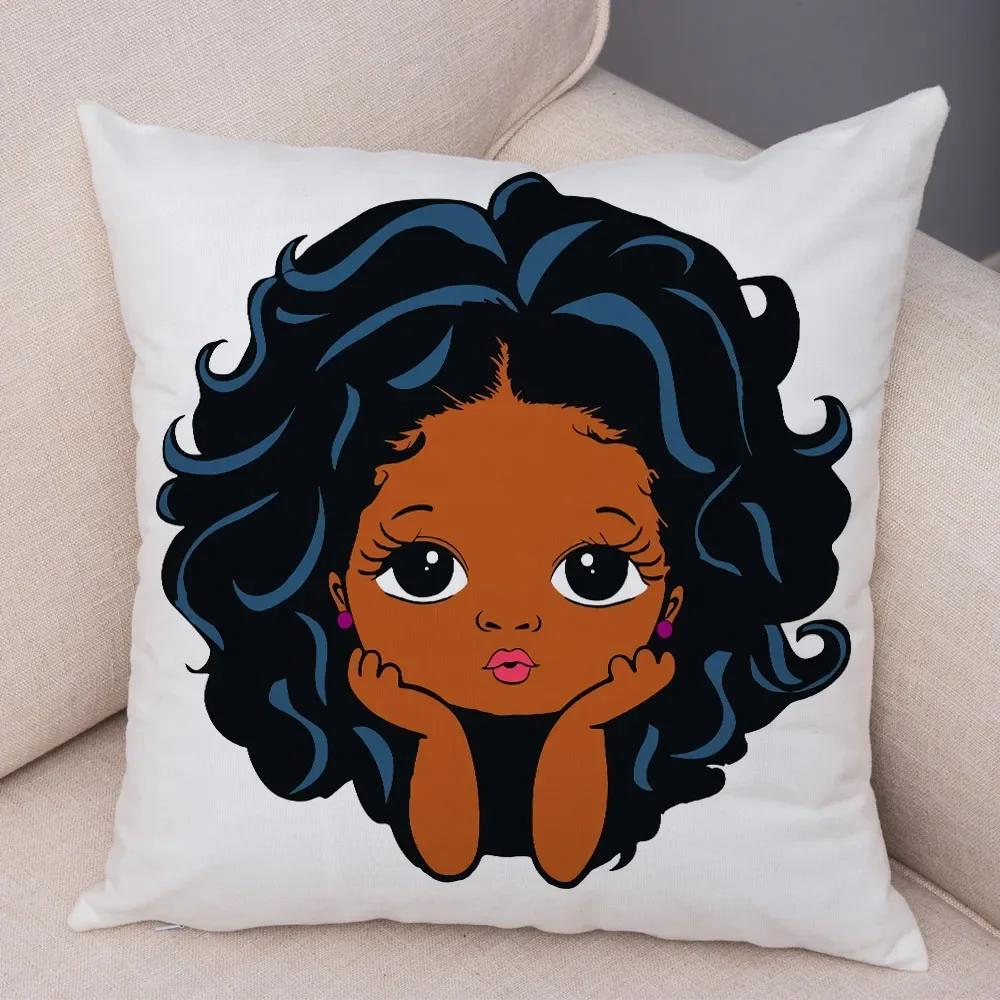 Cute Cartoon Girl Pillowcase Sofa Cushion Cover Home Children's Room Decoration