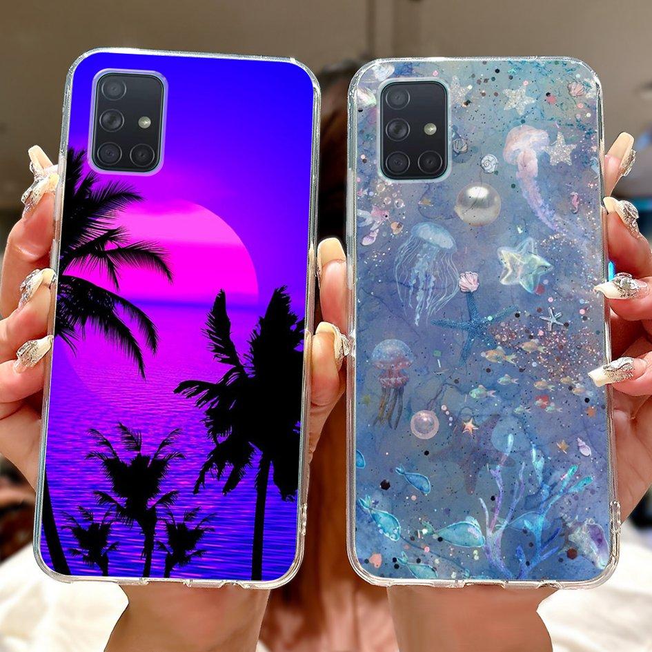 For Samsung Galaxy A71 Case SM-A715F Cover Fashion Butterfly Flower Soft Clear Silicone Phone Cover For Samsung A51 A 51 5G Capa