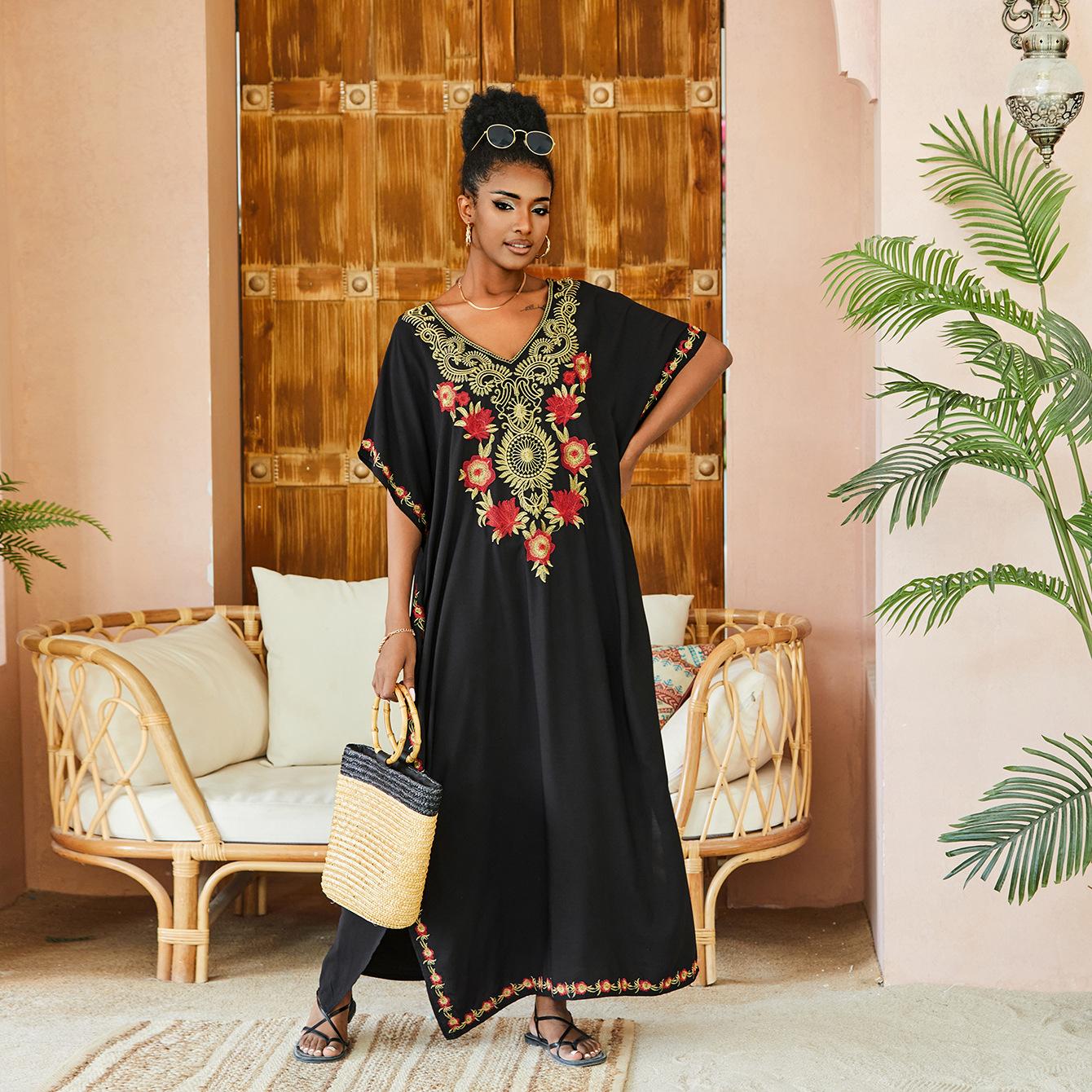 

Женская мода лето весна цветочный узор принт рукава 1/2 V-образный вырез свободная талия повседневные платья Size: One Size