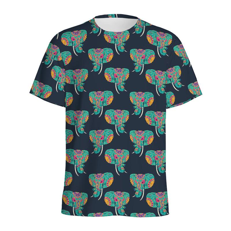 Summer Ethnic Elephant 3D Print T-Shirts Streetwear Men FashionCasual Oversized O-Neck Short Sleeved T Shirt Tees Tops Clothing