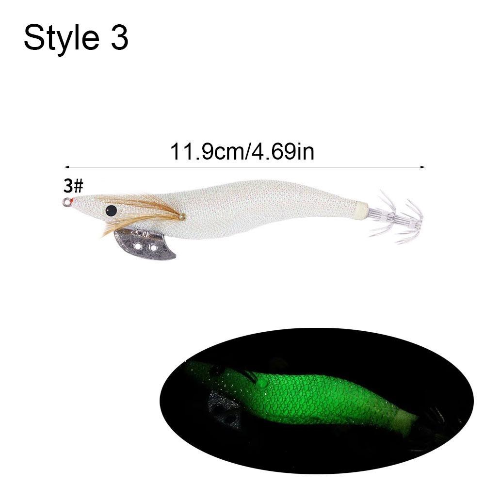 

1 шт. Сильна світиться дерев яна приманка для креветок 6.6 г/12.5 г/15.7 г/21.6/23.2 г Приманка для риболовлі Новий джиг для кальмарів Style 3