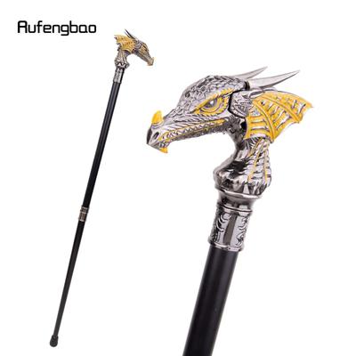 Gold Schwarz Luxus Drachenkopf Gehstock Mode Dekorativer Gehstock Gentleman Elegant Cosplay Gehstock Knauf Crosier 93 cm