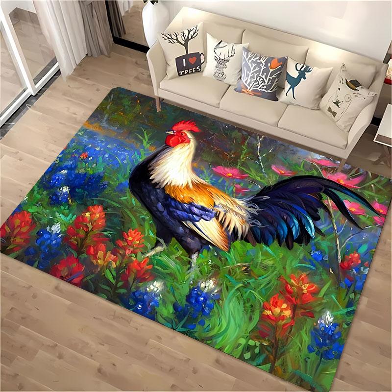 Funny Gallic Rooster 3D HD Printing Carpet for Living Room Cartoon Kid Bedroom Sofa Doormat Mat Floor Tapete Anti-slip Decor Rug