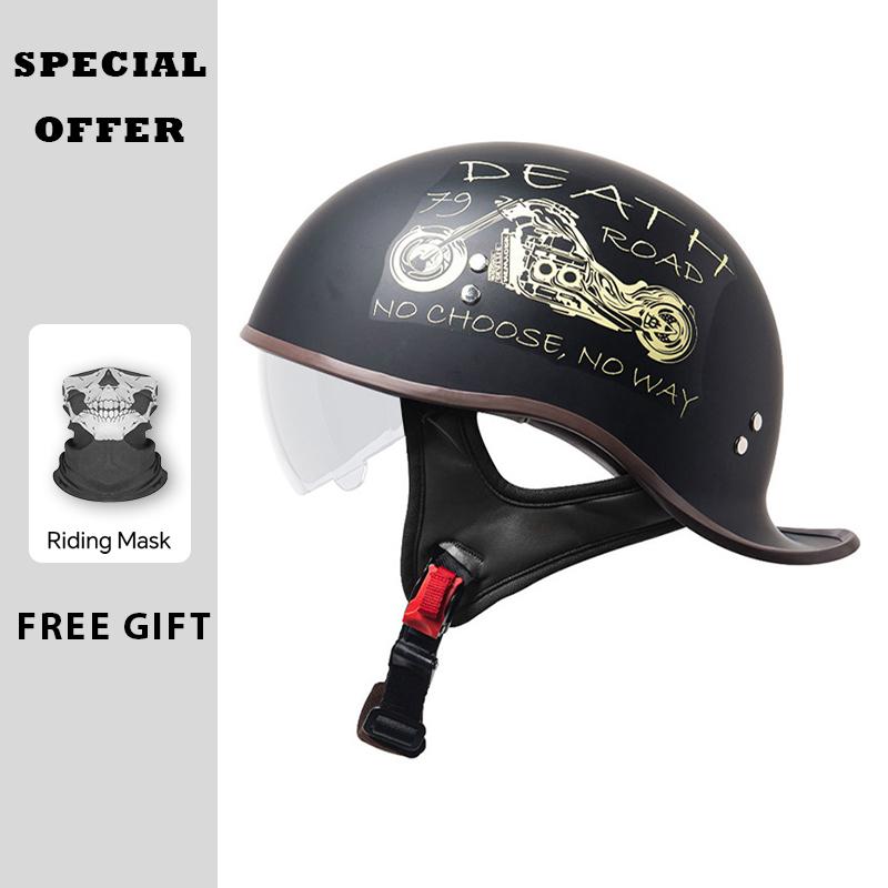 Retro Half Helmet 3C Certification Men Women Motorcycle Electric Helmets Summer Motorbike Riding Low Profile Half Helmet Vintage