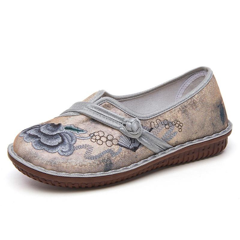 Shoes women's shoes new summer retro casual shoes linen embroidered cloth shoes shallow pedal shoes