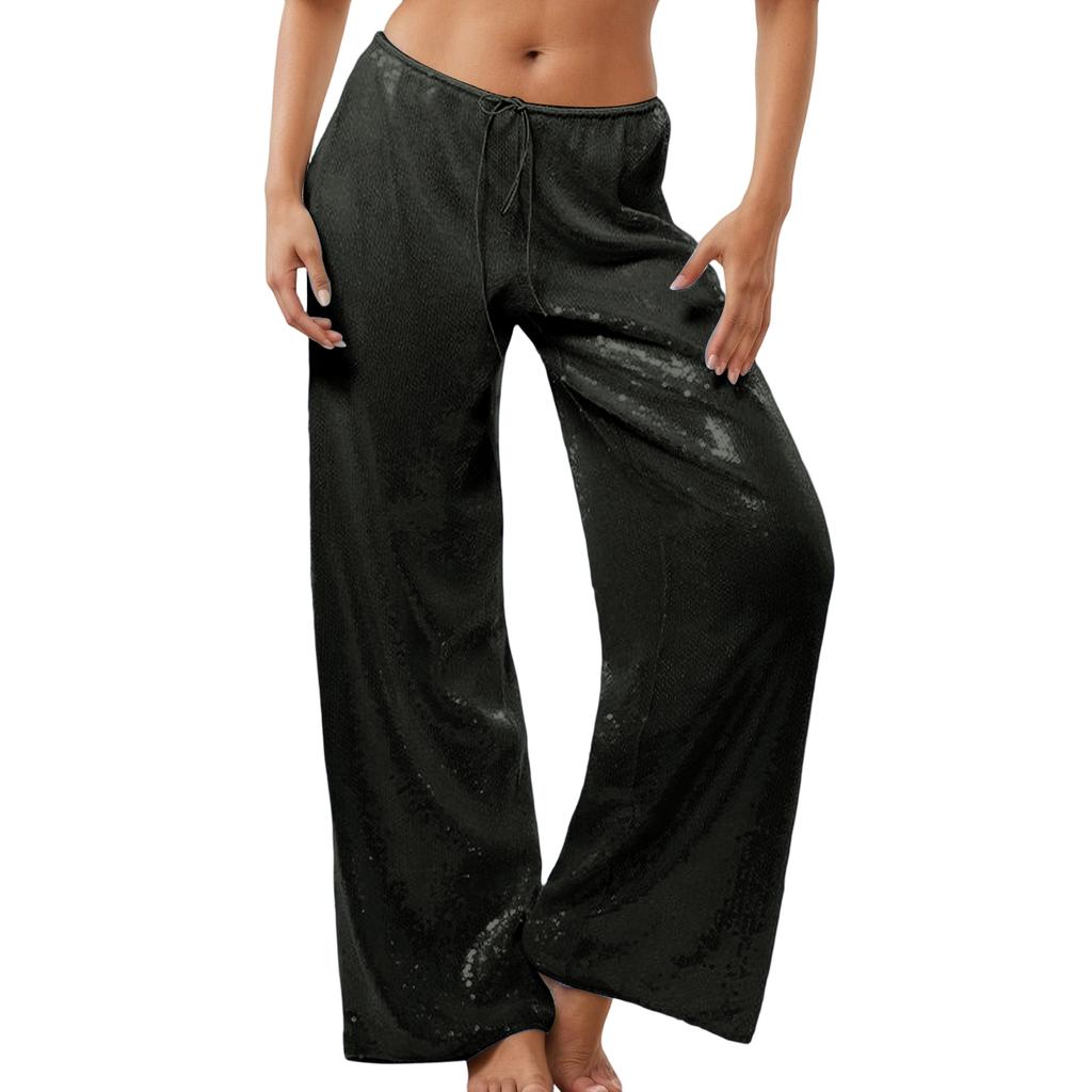 Dames Pailletten Casual Mode Rechte Pijp Losse Wijde Pijp Broek