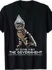 Men's Funny Conspiracy Cat Tin Foil Hat T-Shirt - Government Spy Graphic Tee Wit