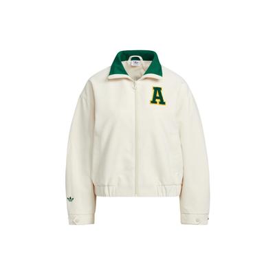 Giacca Sportiva da Donna con Stampa Alfabetica, Collo Alto, Chiusura a Zip, Bianco Fantastico IL6501