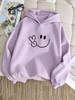 Children's Casual Hooded Sweatshirt - Fun and Cute Smiling Face and Logo Pattern Printed Boys'and Girls'street Turtleneck Hoodie