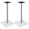 Supports de haut parleurs 2 pcs argenté verre trempé 1 pilier