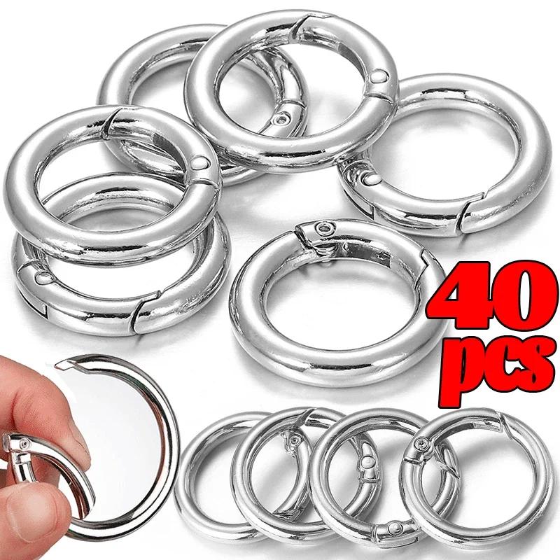 50/10pcs Metal O Ring Spring Clasps for DIY Jewelry Openable Round Carabiner Keychain Bag Clips Hook Dog Chain Buckles Connector