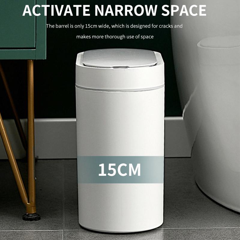 8L Mülleimer Sensor Automatische Haushalts Mülleimer Badezimmer Lagerung Eimer Toilette Wasserdicht Schmale Mülleimer Küche Müll Kann