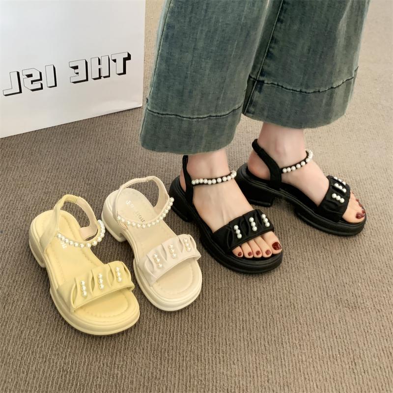 Fashion All-Match Female Sandal Comfort Shoes for Women 2025 Summer Increasing Height Clogs With Heel Girls Gladiator New Beach Thick Cl