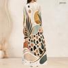 Plus Size Women V Neck 3 4 Sleeve Maxi Dress Soft Chic Casual Holiday Street Gown