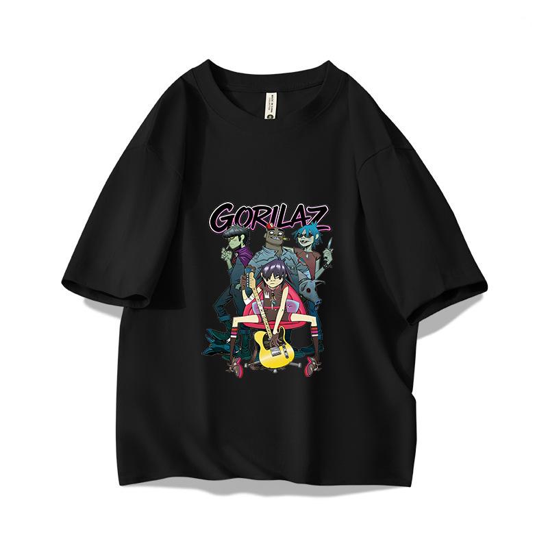 Music Band Gorillaz Punk Rock Print 100 Cotton T Shirt Unisex Women Summer 90s Oneck Cotton Short Sleeve Tshirt Vintage Y2K Tee