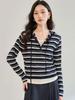 Autumn Wool & Mulberry Silk Color Block Hooded Knitted Sweater - Women's Slimming Pullover Hoodie