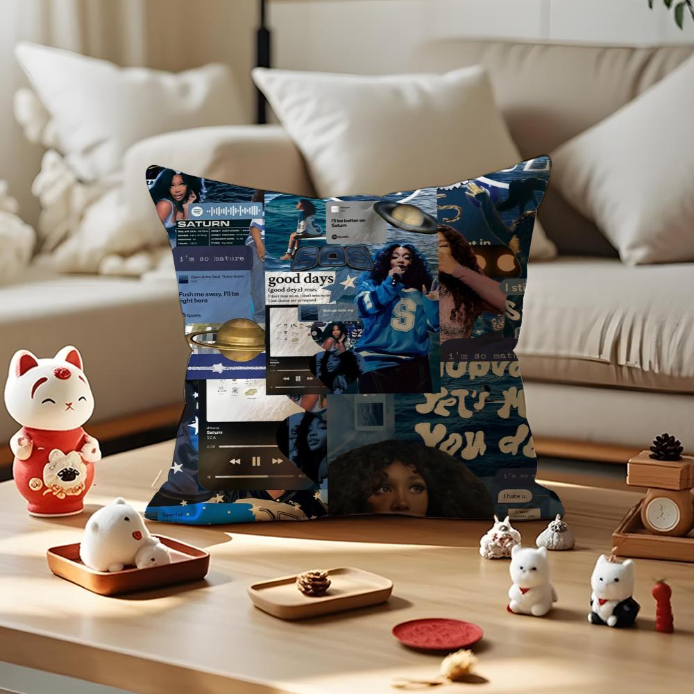 K-Kendrick L-Lamar E-Eilishwith S-Sza Cushion Cover Silky Short Plush With Invisible Zipper Dustproof Sofa Pillow For Decor