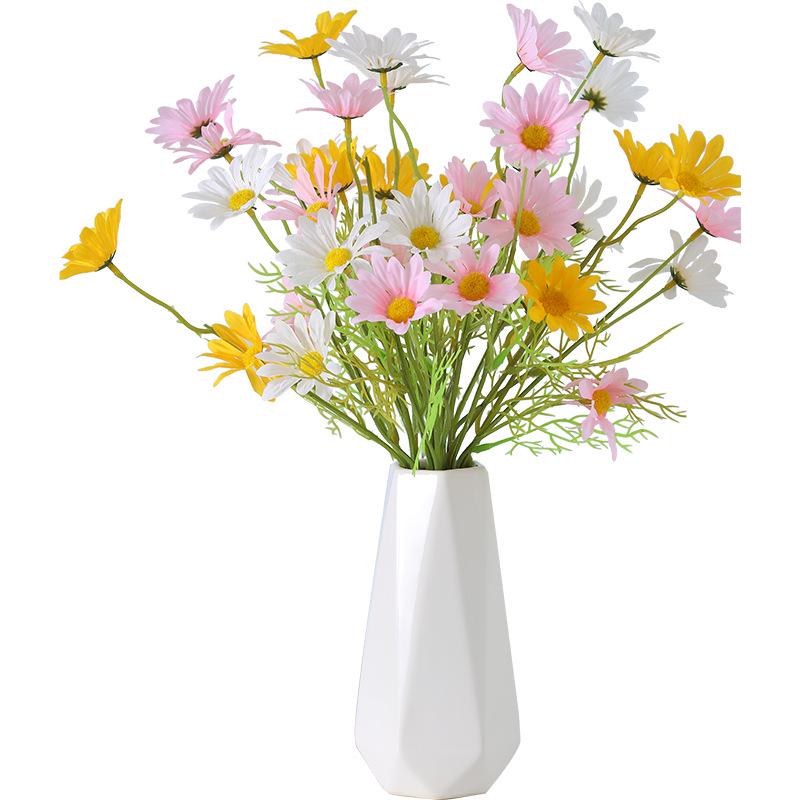 5-Head Daisy Chamomile Silk Fake Flowers for Home Decor