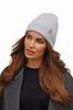 Light Gray Cameo-Malibu Ribbed Cashmere Hat with Turn-Up