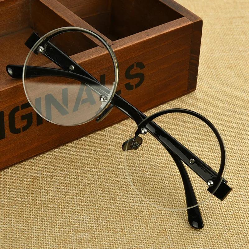 Half-frame Round Shape Reading Glasses Natural Crystal Glass Tired Eyesight Glasses Male High-definition Round Shape Brown Reading Glasses