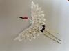 Lulu's Tsumami Zaiku Crane Hairpin - White - Large Size - Hair Ornament, Headpiece for Weddings, Coming-of-Age Ceremonies, Graduations, and
