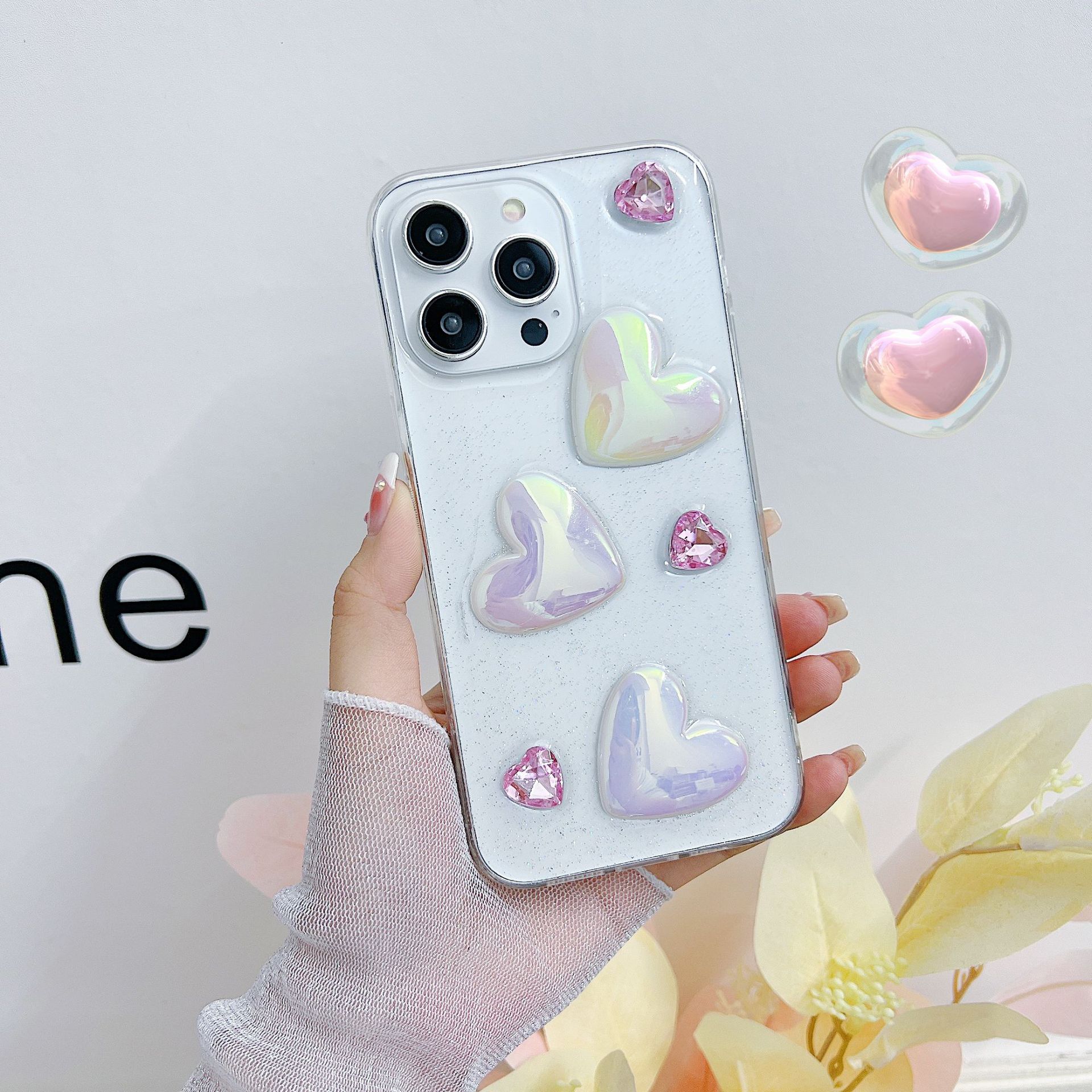 

Утолщенный чехол для мобильного телефона Stereo Crystal Love для Apple IPhone16Plus/15ProMax/13/14/12 iPhone 11