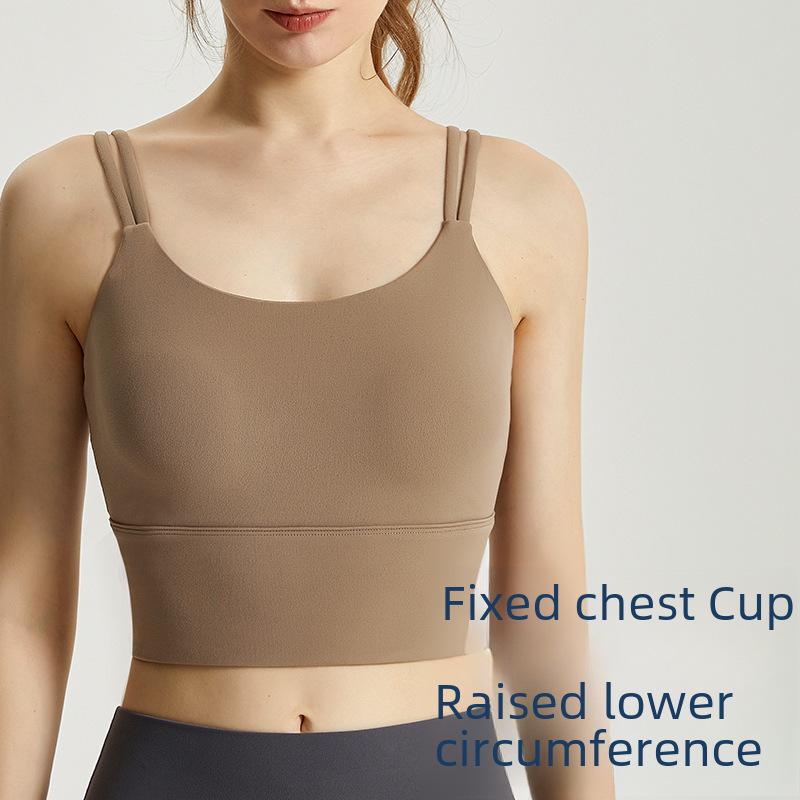 Chuandon Shockproof Spaghetti Strap Sports Bra with Integrated Cloud-Feel Chest Pad