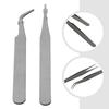 2pcs Stainless Steel For Mini Tweezers Dismantling Repair Tool Curved Straight Tip Electronic Industry Precision Tweezers