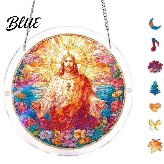 Vibrant Light Projection Decor Acrylic Puzzles Sun Catcher Stained Glass Effect Window Hanging Decor Colorful Catcher Hummingbird Flowers