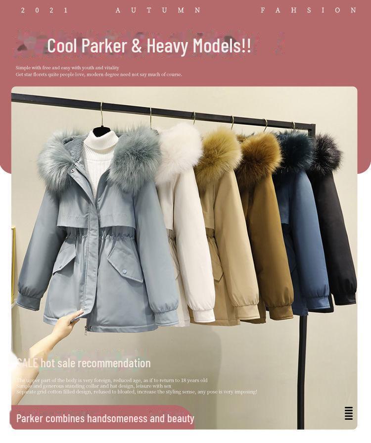 Korean Style Winter Parka: Women's Loose, Thickened Cotton Coat with Stylish Velvet Accents