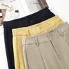 Women's Yellow Retro Narrow Straight-Leg Draping Pants - Spring/Autumn 2025 Collection