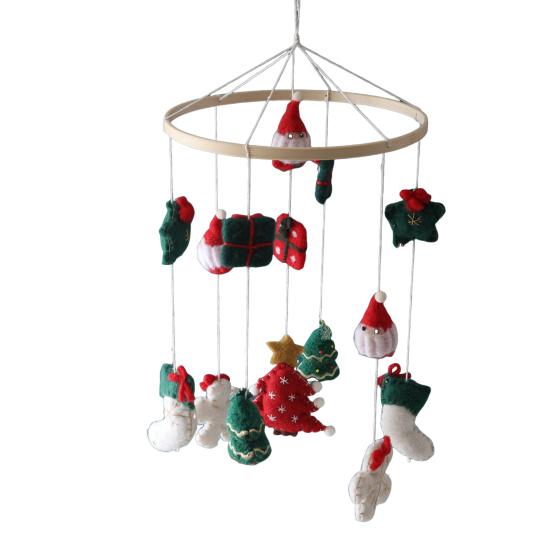 

Christmas Cribs Mobile Handmade Holiday Nursery Decor with Reindeer Tree Soft Baby Christmas Tree