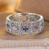 Multicolor Zircon Hollow Oval Rings For Women Vintage CopperColor Engagement Ring Wedding Jewelry Bridal Valentine's Day Gifts