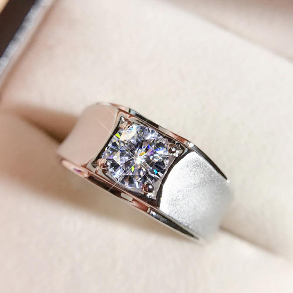 

Bold Mens Moissanite Style Ring Zirconia Open Band for Men Fashion Statement Jewelry adjustable