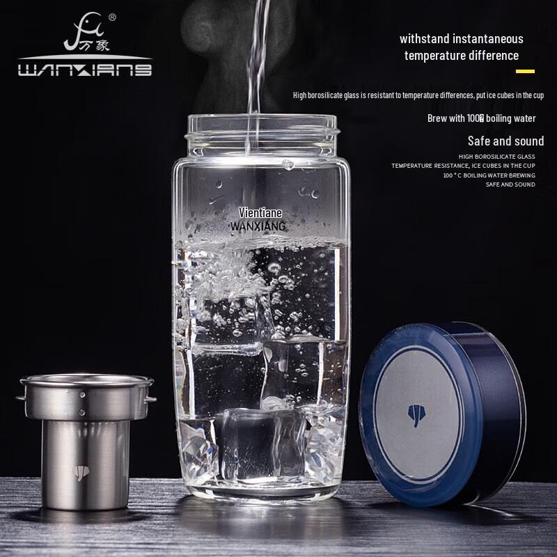 Business Portable Single-Layer Glass Water Bottle with Tea Infuser
