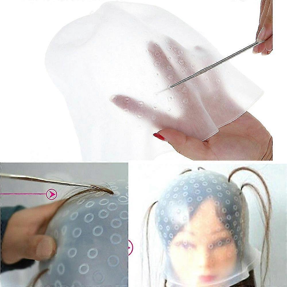Wiederverwendbare Haarfärbe- und Strähnenkappe mit Haken und Frosting-Spitze