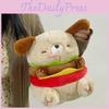 Hamburger Dog Soft Short Fur Plushie Cushion For Girls Bedroom Decor