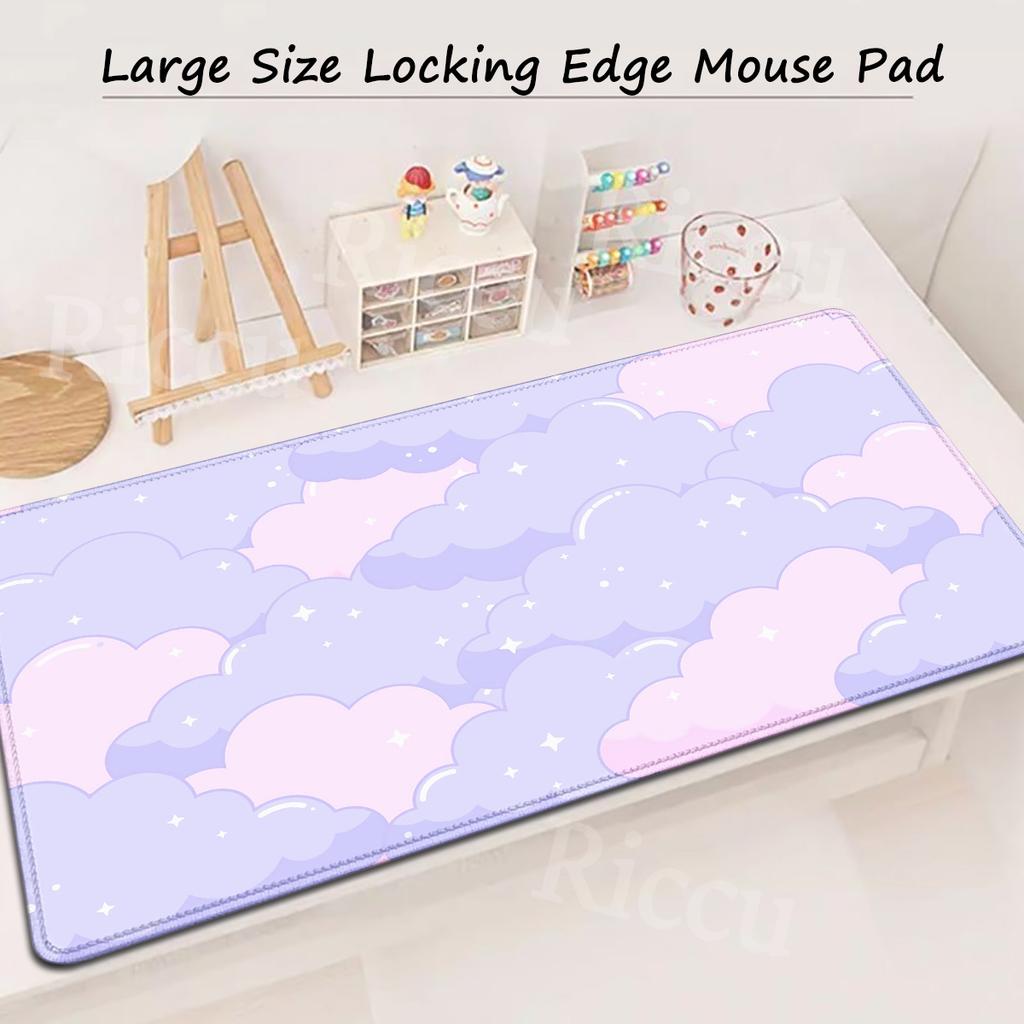 Large Size Pink Mousepad xcm Pastel Clouds Deskmat XXL Kawaii Nonslip Mouse Pad Cute Mice Rugs Extended Gaming Keyboard Mat