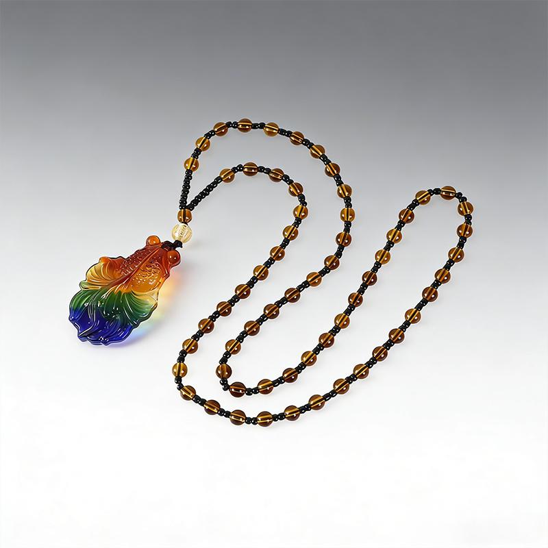 Imitation Glass Pendant Chinese Style Versatile Necklace Crystal Sweater Chain