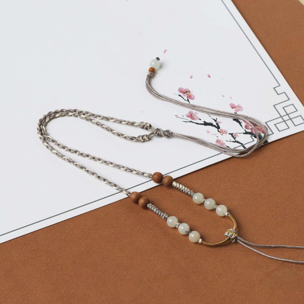 Exquisite Jade Pendant Necklace with Thin Red Rope for Men and Women