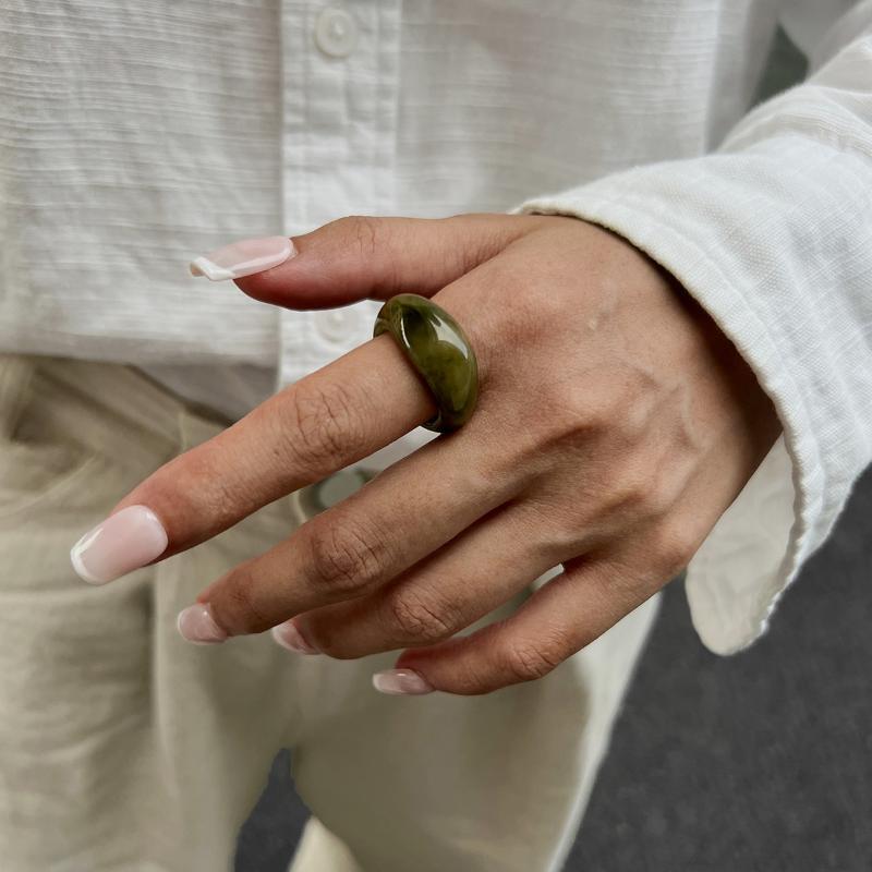 Ins Style Vintage Irregular Transparent Colored Resin Ring New Trend Boho Geometric Finger Rings Aesthetic Jewelry Accessories
