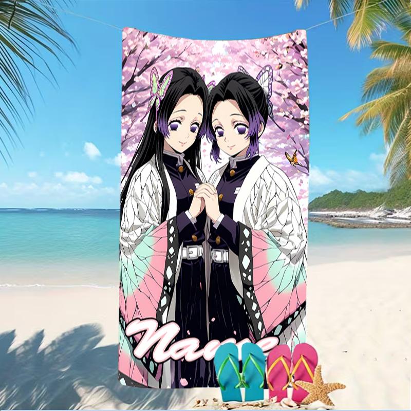 Customizable personalized beach towels Demon Slayer character theme themed designs.Suitable for the beach, yoga, sports;ideal as beach accessories