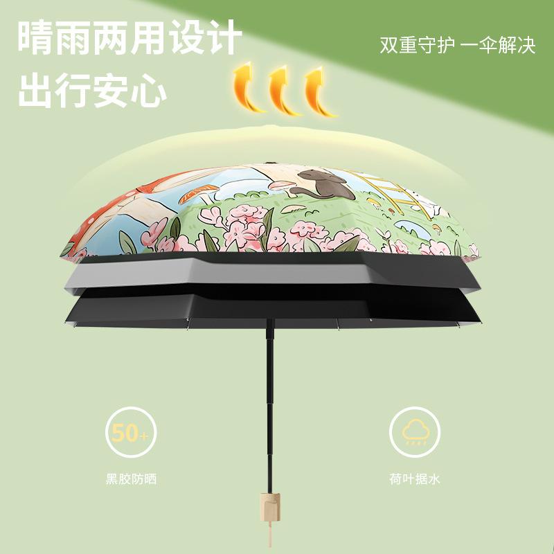 New children's folding umbrella safety manual large reinforced thickened sun umbrella windproof ultra-light portable student school umbrella