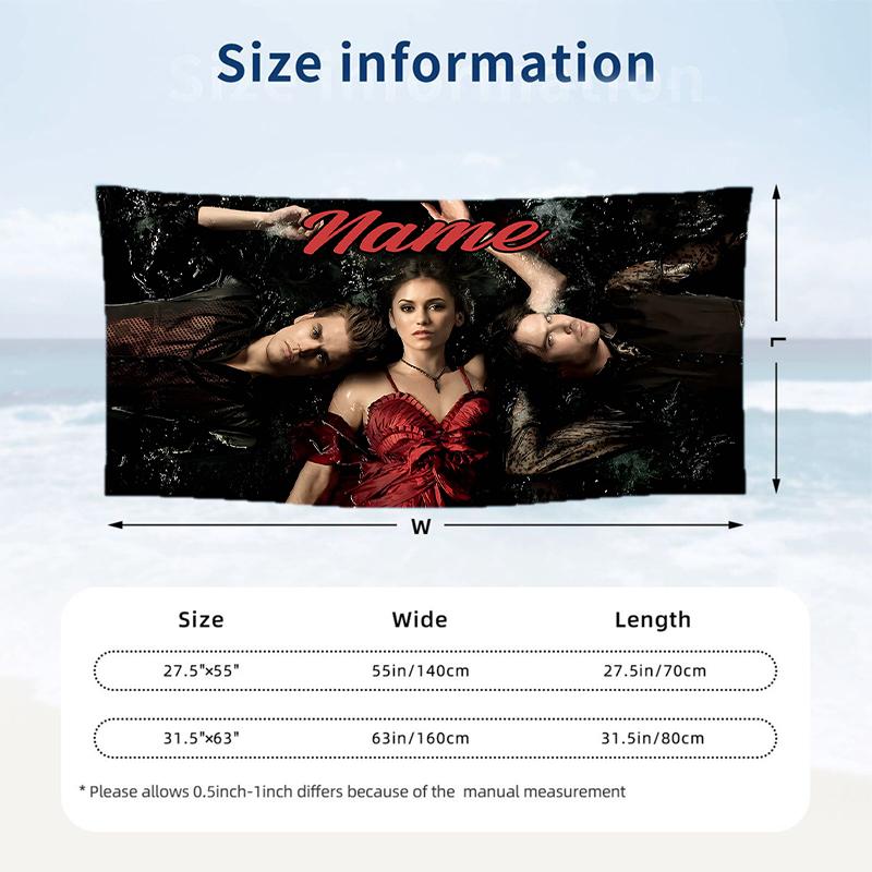 The Vampire Diaries Custom Name Printed Beach Towel Personalized Soft Towel For Swimming Beach Travel