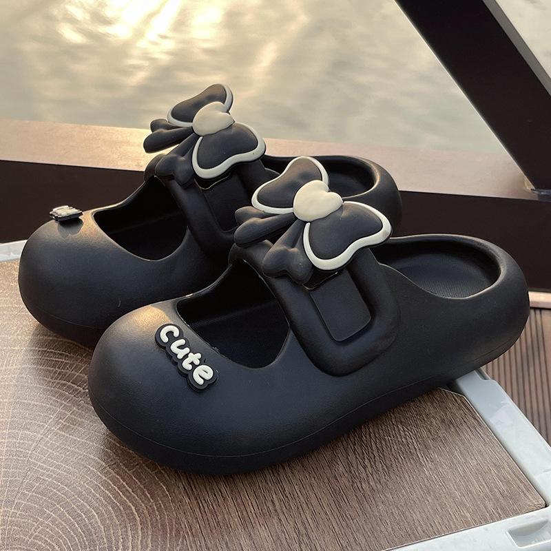 Bow Slippers Women's 2025 Summer New Internet Celebrities Super Fire Stepping Shit Feeling Soft Bottom Bag Head Casual Cool Slippers Women